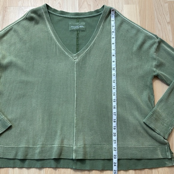 Pilcro Anthro Moira Waffle Knit Weave Cotton Thermal V Neck - Picture 7 of 10